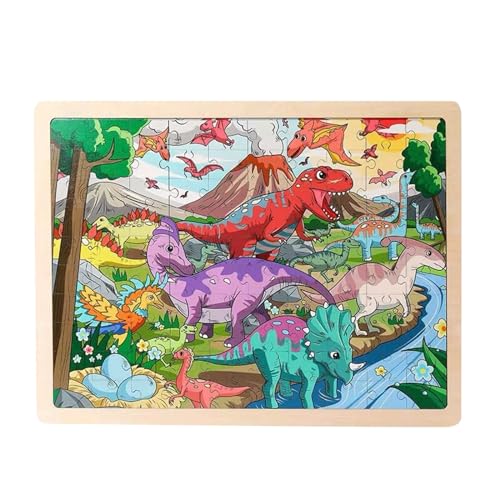 Holz-Dinosaurier-Tier-großes Puzzle 100 Teile, Holz Puzzles Kinderspielzeug Holzspielzeug Perfektes Lernspielzeug Geschenk für Jungen Mädchen Intelligenzentwicklung Kinderpuzzle (A, One Size) von Generisch