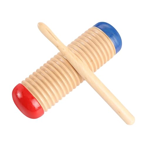Holz Guiro | Holzschaber Guiro Sound Tube | Holzfisch mit Holzschläger | LP Frühes Bildungsspielzeug -Kiefern -Tool Percussion mit Mallet für Band -Begleitung, Frühe Percussion Instrum von Generisch