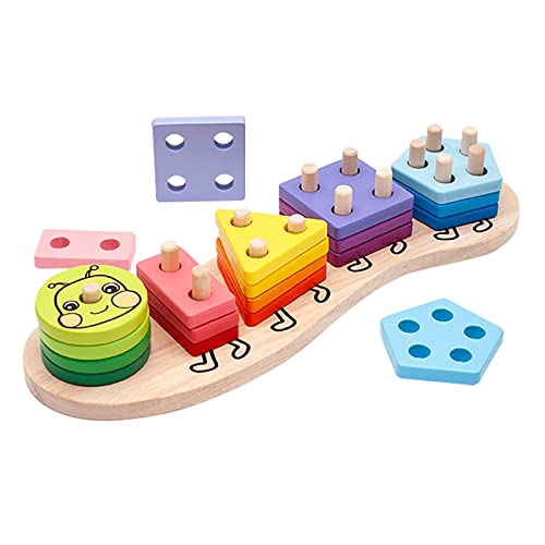 Holz Montessori Spielzeug, Sätze von Holzlernspielzeug für Junge, Holzspielzeug, Sortierspiel Kinderspielzeug, Lernspielzeug (Green, One Size) von Generisch