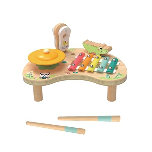 Holz Musik Zentrum für Kinder, Xylophon und Trommel Set mit Krokodil Design, Musikspielzeug aus Holz, Lernspielzeug für Musikalische Früherziehung von Generisch
