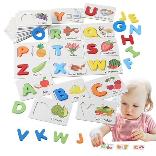 -Rechtschreib-Lernspielzeug, Alphabet-Lernkarten für Kinder,Passende Alphabet-Puzzlekarten aus | Fruchtkognition, Rechtschreibung, englische Wörter, Karten, Spielzeug für Vorschulkinder von 3 von Generisch