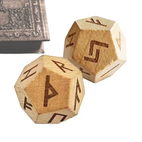 Holz Runen Set - Gravierte nordische Wahrsagereisymbole, natürliche heidnische Runensteine ​​| Handgefertigte Orakel -Casting -, Samt -Bag -Kit für rituelle Meditation Magie Spirituelle Lesart N von Generisch
