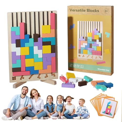 Holz Stacking Puzzle Spielzeug, Brain Teaser Spiel, Intelligenz Bunte 3D Russische Blöcke Spiel, Holz Stacking Puzzle Spielzeug für Familie Aktivität (1pcs) von Generisch