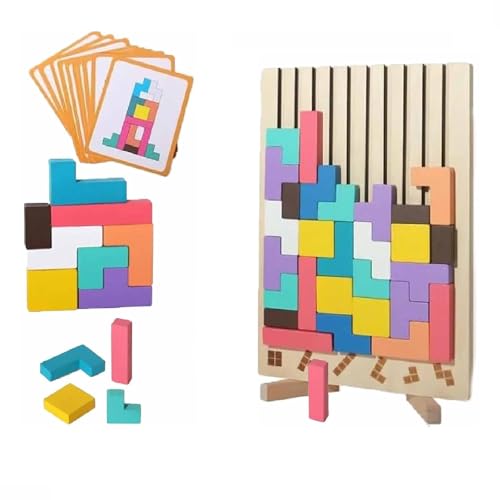 Holz Stacking Puzzle Spielzeug, Holz Stacking Toy Art, Brain Teasers Toy Tangram Jigsaw Puzzle 3D-Blöcke, Dekorative Home Ornaments (1pcs) von Generisch