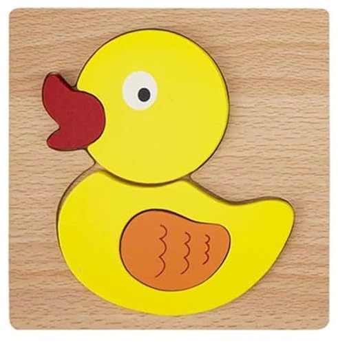 Holz Steckpuzzle für Kinder, 14,5 x 14,5 cm, Motorik Lernspielzeug (Ente) von Generisch