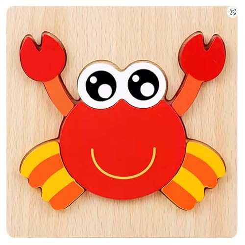 Holz Steckpuzzle für Kinder, 14,5 x 14,5 cm, Motorik Lernspielzeug (Krabbe) von Generisch