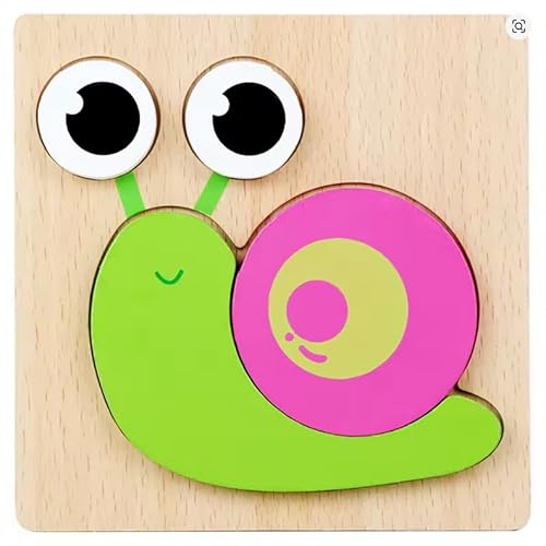 Holz Steckpuzzle für Kinder, 14,5 x 14,5 cm, Motorik Lernspielzeug (Schnecke) von Generisch