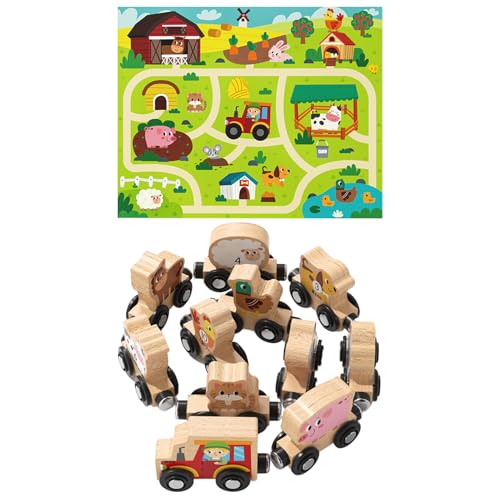 Holz-Tier-Zugwagen - Mobiles Rollenspiel-Spielzeug Mit Zahlen - Tischspielzeug Rollenspiel Für Kleinkinder Familie Freunde von Generisch
