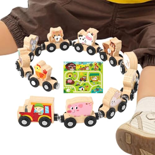 Holz-Zug Set | Holzspielzeug Bauernhof-Zug Mit Tragbarer Tischbahn | Rollenspiel Tischfahrzeug Mit Lernspielzeug Für Mädchen Und Kleinkinder Holz-Zug Set | Holzspielzeug Bauernhof-Zug Mit Tragbarer Tischbahn | Rollenspiel Tischfahrzeug Mit Lernspielzeug Für Mädchen Und Kleinkinder von Generisch
