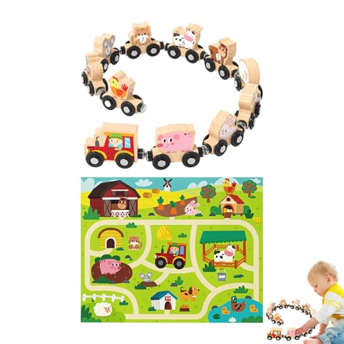 Holz-Zug Set - Mobiles Rollenspiel-Spielzeug Mit Zahlen | Rollenspiel Tischfahrzeug Mit Lernspielzeug Für Mädchen Und Kleinkinder von Generisch