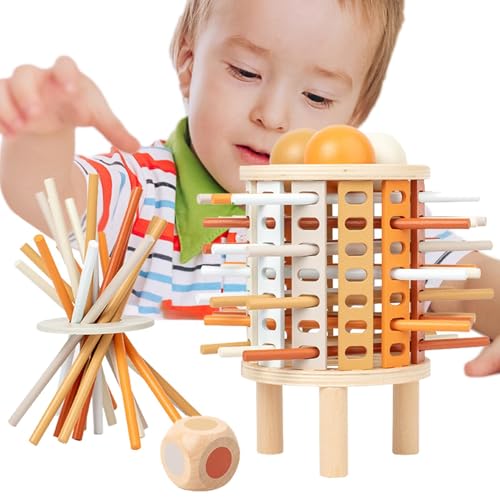 Holzblöcke Stapelspiel, Feinmotorik -Bausteine ​​ - Natürliche Turmspielzeugbausteine ​​ - Family Puzzle Stacking -Spiel für Kinder Mädchen Alter 3+ Geburtstag Weihnachten Neujahr von Generisch