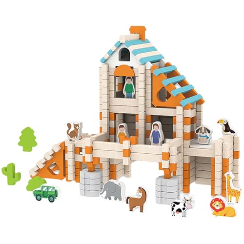 Holzblöcke für Kinder im Alter von 4 bis 8 Jahren, Bausteine ​​für Kleinkind 1-3 | Bunte sichere Kinderbausteine ​​ | Baby -Reise -Entwicklung Spielzeug für Hochzeiten, Geburtstage, Jubiläen von Generisch