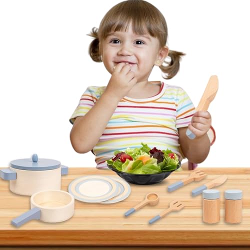 Holzküchenspielzeugset - -inspiriertes Holzkochgeschirr | 10 Kochwerkzeuge wie Töpfe, Pfannen und Teller, sicherer Täuschung von Spielset für Kinder, um die Kreativität zu steigern, per Holzküchenspielzeugset - -inspiriertes Holzkochgeschirr | 10 Kochwerkzeuge wie Töpfe, Pfannen und Teller, sicherer Täuschung von Spielset für Kinder, um die Kreativität zu steigern, per von Generisch