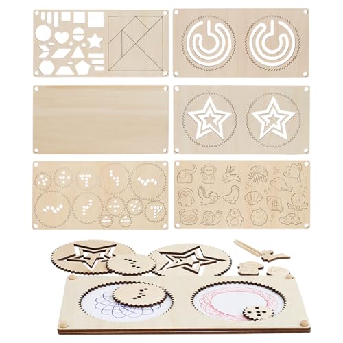 Holzkunst Crafts Kid - Holzaktivität setzt Kinder, Holzornament Malset | Doodle Tracing Puzzle Board, Kleinkindaktivitäten lernen pädagogische Entwicklungsspielzeug für Kinder im Vorschule Jung von Generisch