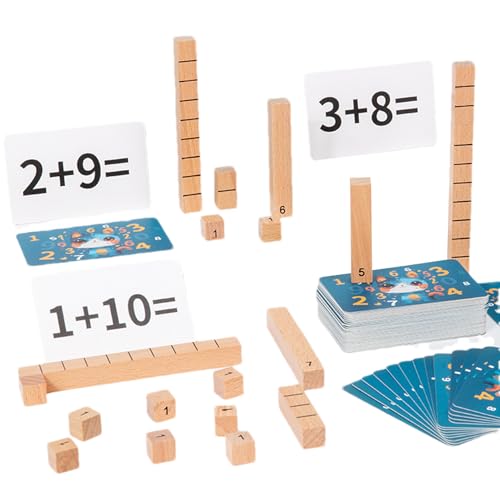Holzmathematikblöcke - Bildungsmanipulationen für die 1. Klasse, lustige Nummer Lernspielzeug Kinder | Solide Haltbarkeit Brettspiel Style Building Set Familie, Freunde, Aktivitäten im Klassenzimmer u von Generisch