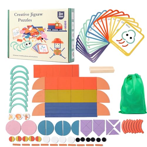 Holzmusterblöcke Set, Kinder Formen Holzpuzzle,100x hölzerne geometrische Musterformen Puzzle | Hirnteaser, passende Aktivität, pädagogisches Tangram -Spiel für Kindergarten frühes Lernen Holzmusterblöcke Set, Kinder Formen Holzpuzzle,100x hölzerne geometrische Musterformen Puzzle | Hirnteaser, passende Aktivität, pädagogisches Tangram -Spiel für Kindergarten frühes Lernen von Generisch