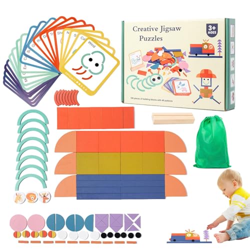 Holzmusterblöcke Set, Kinder Formen Holzpuzzle - 100x Holzformen Puzzle Blöcke Spielzeug,Bildungshirnteaser, passende Aktivität, Farbsortierspiel für Kinder Mädchen Holzmusterblöcke Set, Kinder Formen Holzpuzzle - 100x Holzformen Puzzle Blöcke Spielzeug,Bildungshirnteaser, passende Aktivität, Farbsortierspiel für Kinder Mädchen von Generisch