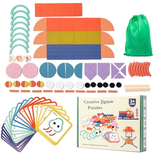 Holzmusterblöcke Set, Kinder Formen Holzpuzzle - 100x Holzformen Puzzle Blöcke Spielzeug - Bildungshirnteaser, passende Aktivität, Farbsortierspiel für Kinder Mädchen Holzmusterblöcke Set, Kinder Formen Holzpuzzle - 100x Holzformen Puzzle Blöcke Spielzeug - Bildungshirnteaser, passende Aktivität, Farbsortierspiel für Kinder Mädchen von Generisch