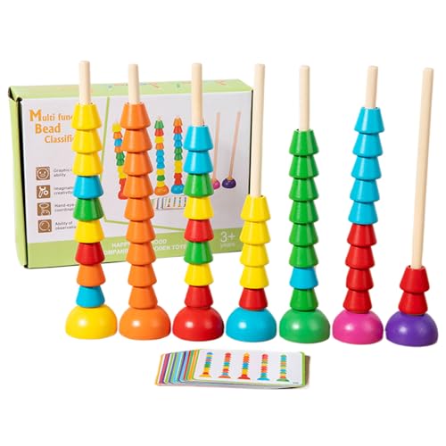 Holzperlen -Stapelspielzeug - Kognitiver Puzzle, Sorting Game | Lustige Matching -Aktivitäten für Kleinkinder, Perlenzählspiel für, pädagogisches Lernspielzeug für Kinder im Vorschulal von Generisch