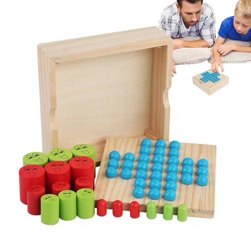 Holzperlenschachspiel, Einzelspieler -Schachbrett | 2 in 1 hölzerne tragbare Schachbrett,Big Essen kleine Strategiespielzeug für intelligente Logikverbesserung von Generisch