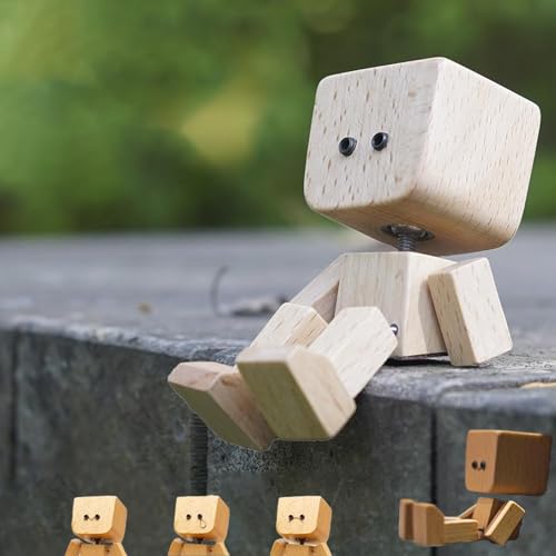 Holzpuppe mit wackelnden Füßen, charmante kleine Holzfigur zum Schaukeln, wackelnde Holzfigur, handgefertigte Auto-Actionfigur, Auto-Armaturenbrett-Dekoration von Generisch