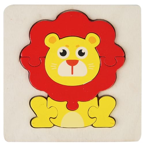 Holzpuzzle Baby, Hochwertige 3D Holzpuzzle für Kleinkinder von 1-3 Jahren – Montessori Lernspielzeug mit Tier | Sicher & langlebig für frühe Kognitionsförderung (rosa) von Generisch