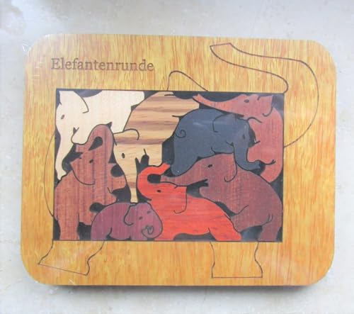 Holzpuzzle Elefanten Elefantenrunde Puzzle Holz Logikspiel Logikpuzzle - Holzfarben variieren von Generisch