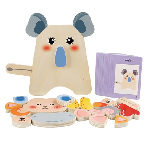 Holzpuzzle Für Kinder - Tiergesichter Steckpuzzle aus Holz - Lernspielzeug Sinnesaktivitäten für Spielzimmer - Für Klassenzimmer Spielzimmer Geburtstag von Generisch
