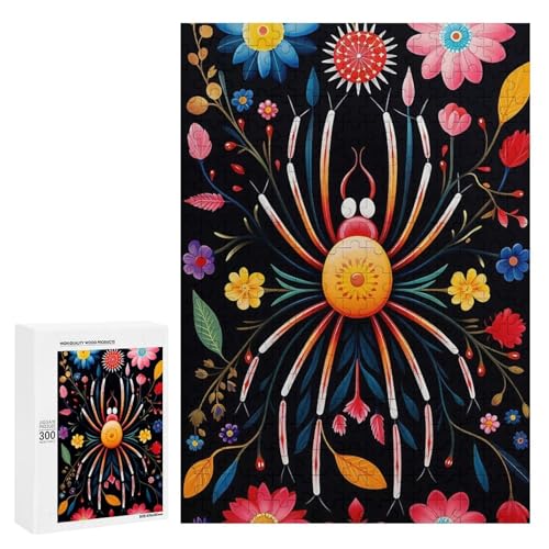 Holzpuzzle für Erwachsene, 300/500/1000 Teile, bunte Blumenspinne, abstrakte Poster-Stil, naive Kunst (3), Holzpuzzle, einzigartige Form, Geburtstagsgeschenke für Erwachsene und Kinder, Familienspiel von Generisch