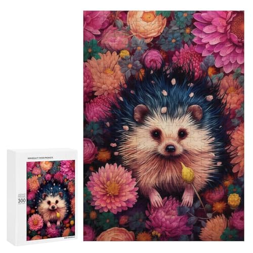 Holzpuzzle für Erwachsene, 300/500/1000 Teile, bunter Blumenhamster, abstrakter Poster-Stil, naive Kunst (3), Holzpuzzle, einzigartige Form, Geburtstagsgeschenke für Erwachsene und Kinder von Generisch