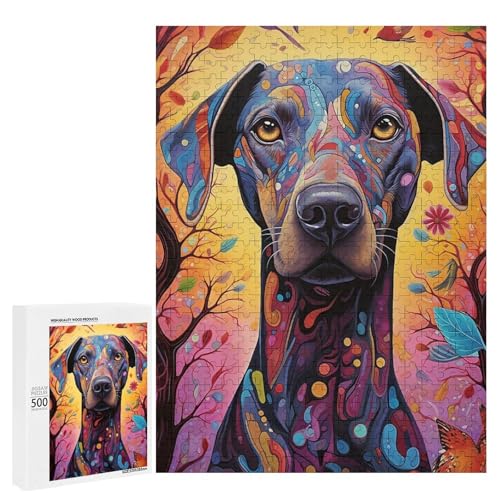 Holzpuzzle für Erwachsene, 300/500/1000 Teile, buntes Blumenmotiv, abstraktes Poster, Stil, naive Kunst, Holzpuzzle, einzigartige Form, Geburtstagsgeschenke für Erwachsene und Kinder, Familienspiel von Generisch
