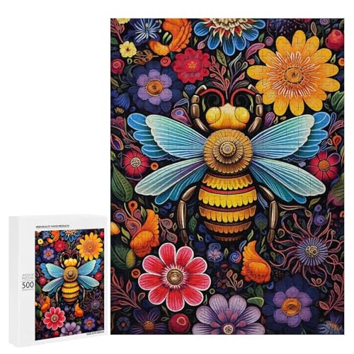 Holzpuzzle für Erwachsene, 300/500/1000 Teile, buntes abstraktes Poster, Holzpuzzle, einzigartige Form, Geburtstagsgeschenke für Erwachsene und Kinder, Familienspiel, horizontal von Generisch