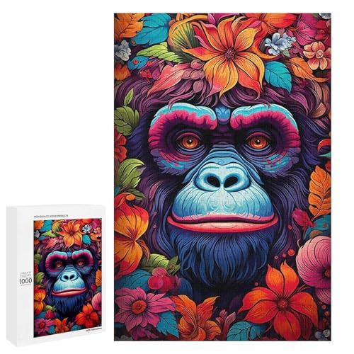 Holzpuzzle für Erwachsene, 300/500/1000 Teile, buntes abstraktes Poster, naive Kunst, Holzpuzzle, einzigartige Form, Geburtstagsgeschenke für Erwachsene und Kinder, Familienspiel, horizontal von Generisch