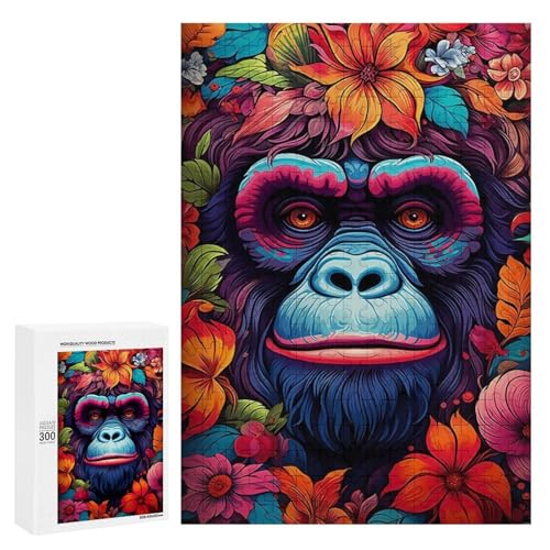 Holzpuzzle für Erwachsene, 300/500/1000 Teile, buntes abstraktes Poster, naive Kunst, Holzpuzzle, einzigartige Form, Geburtstagsgeschenke für Erwachsene und Kinder, Familienspiel, horizontal von Generisch