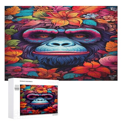 Holzpuzzle für Erwachsene, 300/500/1000 Teile, buntes abstraktes Poster, naive Kunst, horizontales Holzpuzzle, Geschenke für Männer, Frauen und Senioren, Familienspiel von Generisch