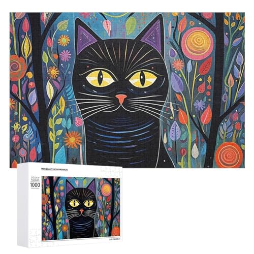 Holzpuzzle für Erwachsene, 300/500/1000 Teile, buntes florales Katze, abstrakter Poster-Stil, naiv, horizontales Holzpuzzle, Geschenke für Männer, Frauen und Senioren, Familienspiel Holzpuzzle für Erwachsene, 300/500/1000 Teile, buntes florales Katze, abstrakter Poster-Stil, naiv, horizontales Holzpuzzle, Geschenke für Männer, Frauen und Senioren, Familienspiel von Generisch