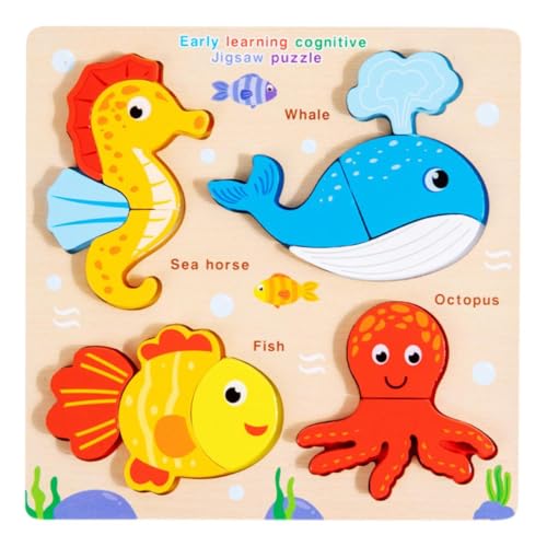 Holzpuzzle für Kinder Montessori Steckpuzzle Holz 3D Kinder Holzpuzzle Spielzeug Puzzle Lernendes Pädagogisches FrüHerziehungsspielzeug für Kleinkinder im Alter von 1–3 Jahren(8 Arten) (Armeegrün) von Generisch