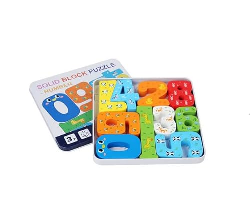 Holzpuzzle für Kleinkinder, Tiere, Obst, Dinosaurier, Fahrzeuge, je 12 Teile, Lernspielzeug, 3+ Jahre (Zahlen) von Generisch