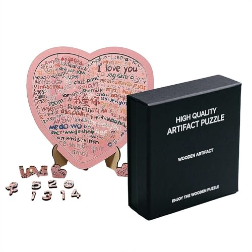 Holzpuzzles, 100 Sprachen I love you Holzpuzzle, 52 Teile Puzzle mit exquisiter Box für Erwachsene von Generisch