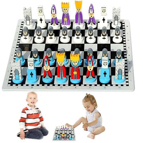 Holzschach-Set | Magnetisches Schachset aus Holz | Schachset | Reise-Schach-Set, Klappbrett mit Aufbewahrung, magnetisches Reiseschach-Set, klassisches Spiel für Erwachsene und Kinder, tragbar und von Generisch