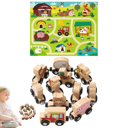 Holzspielzeug Bauernhof-Zugset | Mobiles Rollenspiel-Spielzeug Mit Zahlen | Tischspielzeug Rollenspiel Für Kleinkinder Familie Freunde Holzspielzeug Bauernhof-Zugset | Mobiles Rollenspiel-Spielzeug Mit Zahlen | Tischspielzeug Rollenspiel Für Kleinkinder Familie Freunde von Generisch