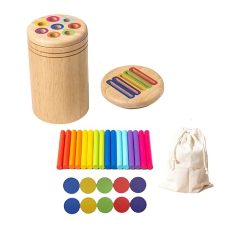 Holzspielzeug Kinder Farbe Sortierspiel, Kinder Montessori Spielzeug ab 1 2 3 Jahre Geschenk Mädchen Jungen, Sensorik Spielzeug Holz Sortier und Stapelspielzeug Holzspielzeug Steckspiel von Generisch