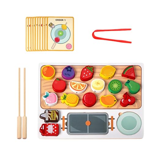 Holzspielzeug Obst für Kleinkinder,Holzspielzeug Obst, Simulation Obst passendes Spielzeug, Spiel-Essenssets aus für Kinder, Küchenzubehör, kreatives, pädagogisch passendes Fruchtspielzeug für Ki von Generisch