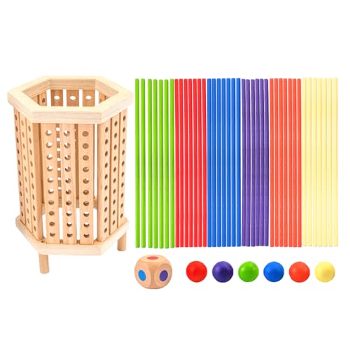 Holzstock -Würfelspiel - 15x5x5cm Balance Spielzeug, Natürliches Holzbildungsspiel, Interactive Fine Motor Skill Builder Math Counting -Aktivität Für Kleinkinder Und Kinder | Brettspiel -Set Für Junge von Generisch