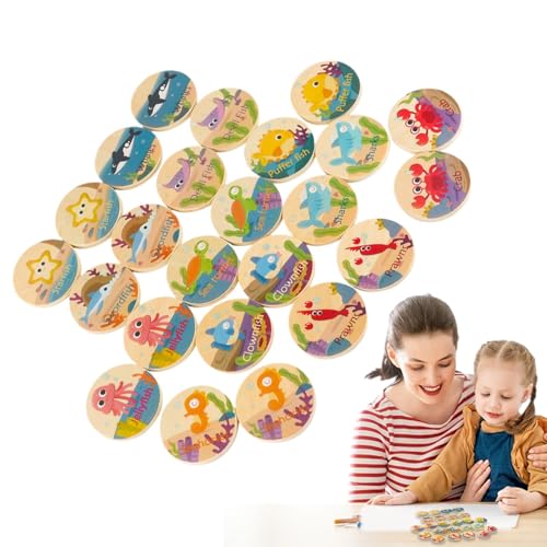 Holztier-Matching-Spiel – Holzspäne pädagogisches Merkspiel – Tier-Matching-Spiel | Holzspäne pädagogisches Merkspiel | Vorschule pädagogisches Matching-Spiel-Set von Generisch