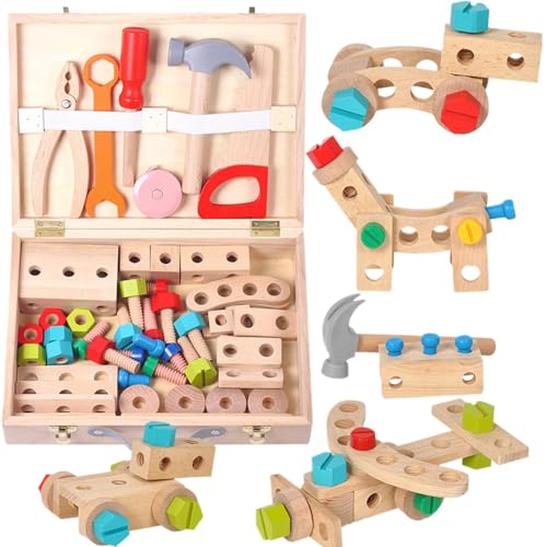 Holzwerkzeugset für Kinder | Kinder-Werkzeugset | Holzkonstruktionsspielzeug für 3-Jährige | -Werkzeugkasten aus,vorgetäuschtes Spielspielzeug | Lernspielzeug für motorische Fähigkeiten Holzwerkzeugset für Kinder | Kinder-Werkzeugset | Holzkonstruktionsspielzeug für 3-Jährige | -Werkzeugkasten aus,vorgetäuschtes Spielspielzeug | Lernspielzeug für motorische Fähigkeiten von Generisch