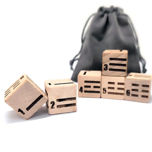 Holzwürfel-Set, 20 mm, kreative 6-seitige Spielwürfel mit Samtbeutel für Rollenspiele, Tischspiele (6 Teile/Set) von Generisch