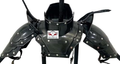 Homyz Mittelalterliches Gorget-Set mit Schultern, 18 Gauge, Baustahlschultern, Paar geschwärztes Skapular, Armor Gorget Larp, Fantasy-Schultern, Kampf-Metall-Rüstung Homyz Mittelalterliches Gorget-Set mit Schultern, 18 Gauge, Baustahlschultern, Paar geschwärztes Skapular, Armor Gorget Larp, Fantasy-Schultern, Kampf-Metall-Rüstung von Generisch