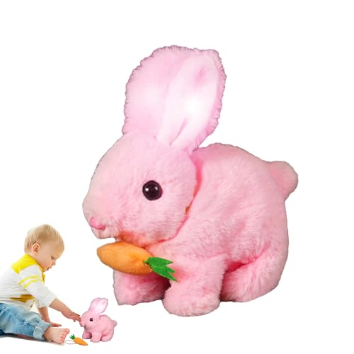 Hoping Bunny - Simulierte Kaninchenpuppe Stofftiere | Realistischer, Elektronischer Spielzeughasen Simuliertes Interaktive Plüschfiguren, Hüpfender Robotertier, Springen, Zuckende Nase von Generisch