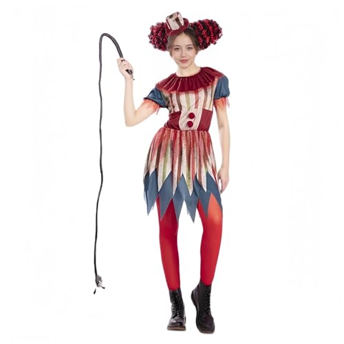 Horror Clown Kostüm, Gruseliges Clown Kostüm Outfit Kleid Jumpsuits Faschingskostüme für Halloween Karneval Party (Damen, M) von Generisch